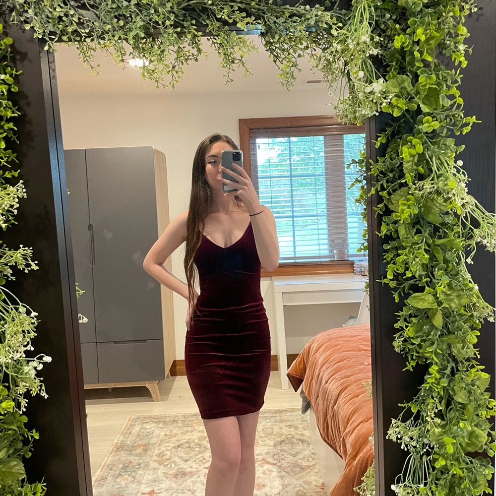Maroon velvet dress
